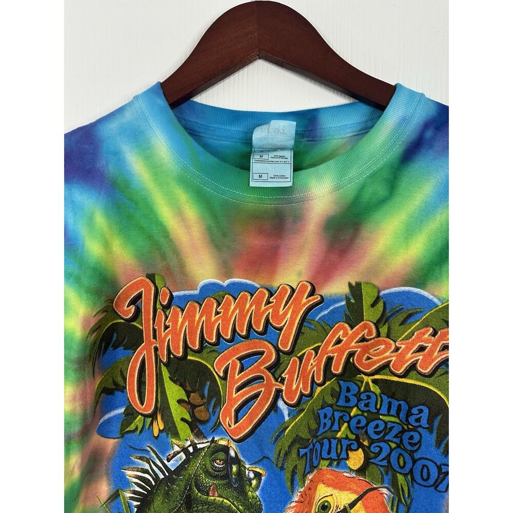 VTG Jimmy Buffett Shirt DOUBLE SIDED Tie Dye Bama Breeze Tour 2007 Concert Sz M - Picture 2 of 10
